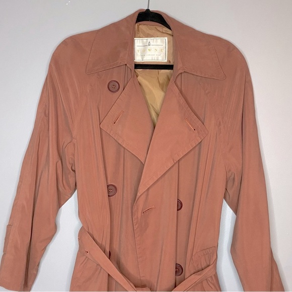 TOWNE from London Fog Trench Coat Dusty Rose Size 8 - Picture 4 of 8